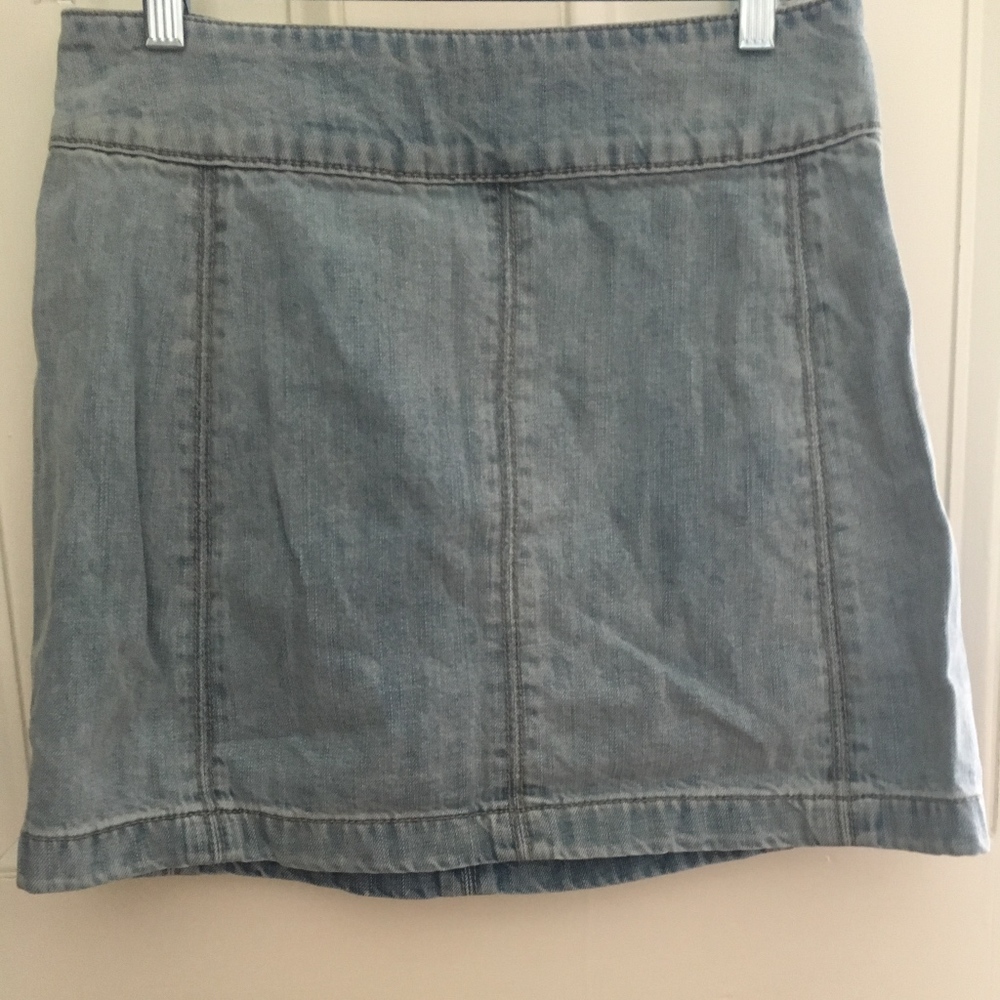 Free People Light Wash Denim Mini Skirt